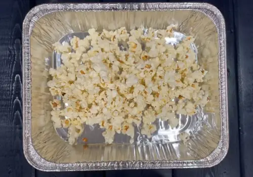 plain popcorn in silver tray