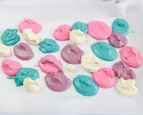 melted candy melts on tray