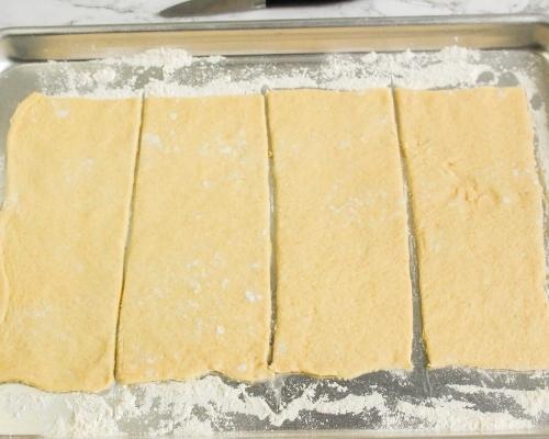 crescent dough cut into four strips