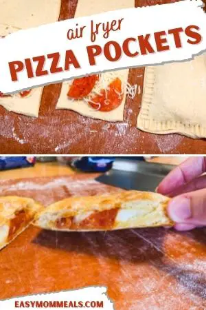 collage of pizza pockets being made