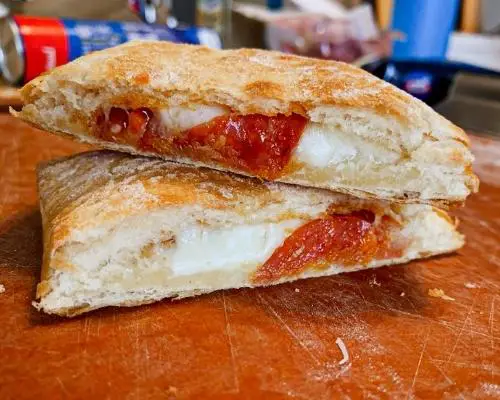 open pizza pockets stacked