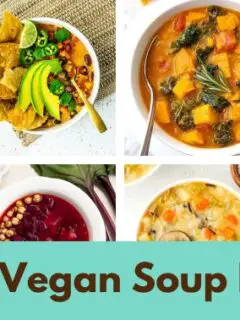 collage of vegan soups