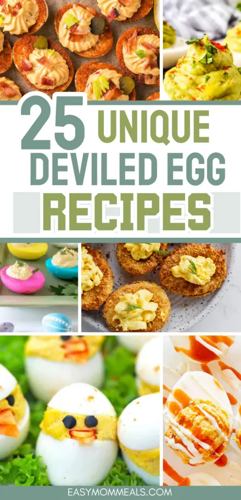 collage image of deviled eggs